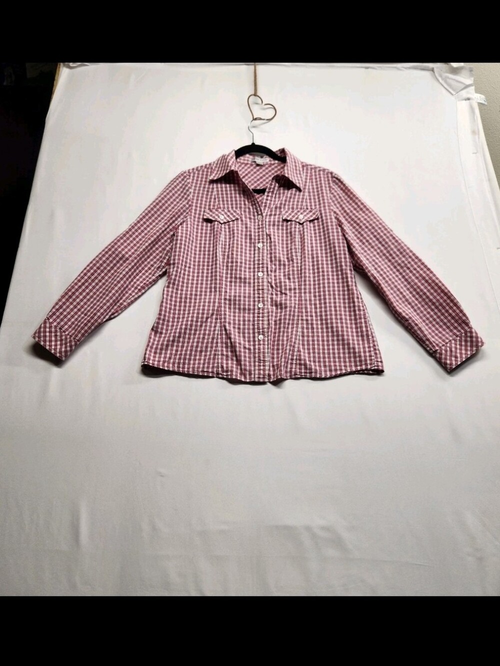 ⭐️Pendleton Pink Gingham Plaid Western Button Down Shirt L 100% Cotton